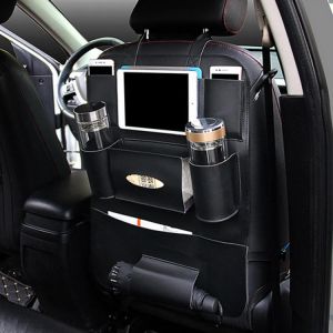 Multi-functional PU Leather Car Back Seat Storage Bag Multi Pocket Phone Cup Holder Organizer