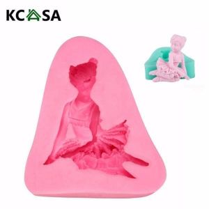KCASA3D Ballet Girl Silicone Fondant Mold Chocolate Soap Mould Sugarcraft