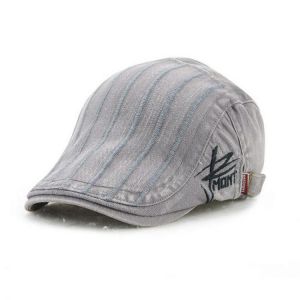 קונים ת'כלס... חווית קנייה מעולם אחר בגדי גברים Unisex Cotton Embroidery Stripe Beret Hat Duckbill Golf Flat Buckle Visor Cabbie Cap For Men Women