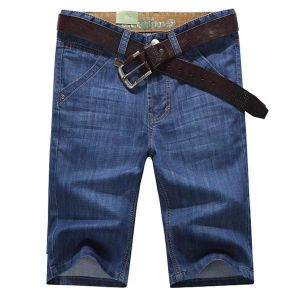 Mens Thin Summer Fashion Mid Rise Denim Shorts Knee Length Casual Jeans