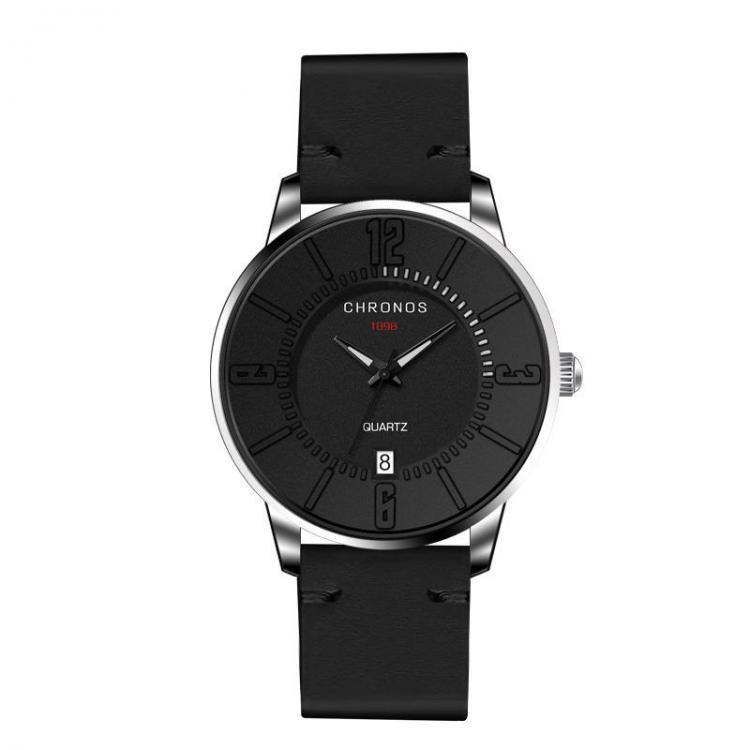 קונים ת'כלס... חווית קנייה מעולם אחר שעונים  CHRONOS Casual Style Date Display Men Wrist Watch Colorful Leather Strap Quartz Watches