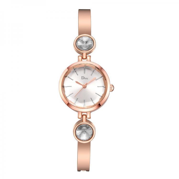 קונים ת'כלס... חווית קנייה מעולם אחר שעונים  Elegant Big Crystal Alloy Strap Slim Ladies Dress Bracelet Women Simple Dial Quartz Watch